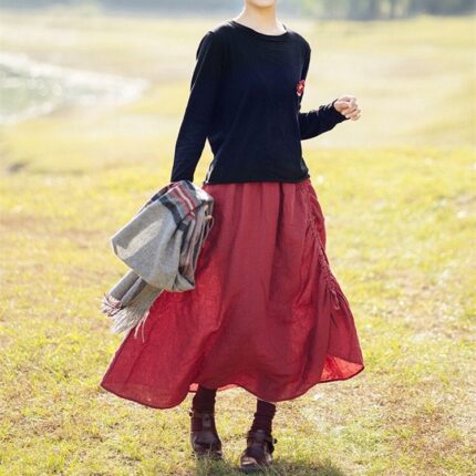 Women s linen vintage skirt 100 linen clothing handmade F119