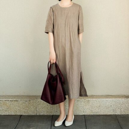 Womens linen dress with Pockets Plus Size Linen Dress F28