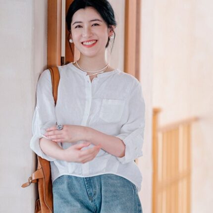 Women linen shirt linen top summer spring linen tunic F468